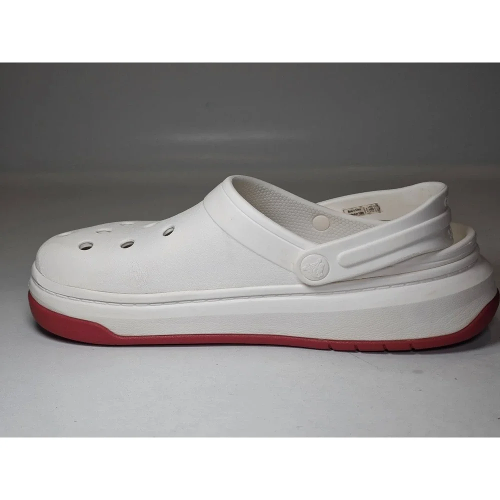 Crocs Crocband Men's Shoes Size 7 Women's 9 White‎ Red Slip On Clog 206122